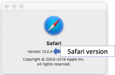 A screenshot of the About Safari dialogue box